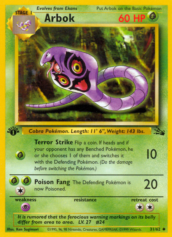 Arbok 031  - 1st Edition Fossil - Uncommon