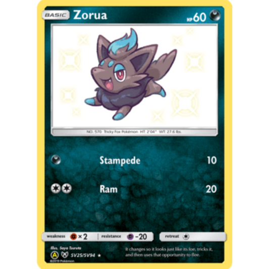 Zorua SV25/SV94  - Holofoil Hidden Fates Shiny Vault - Shiny Holo Rare