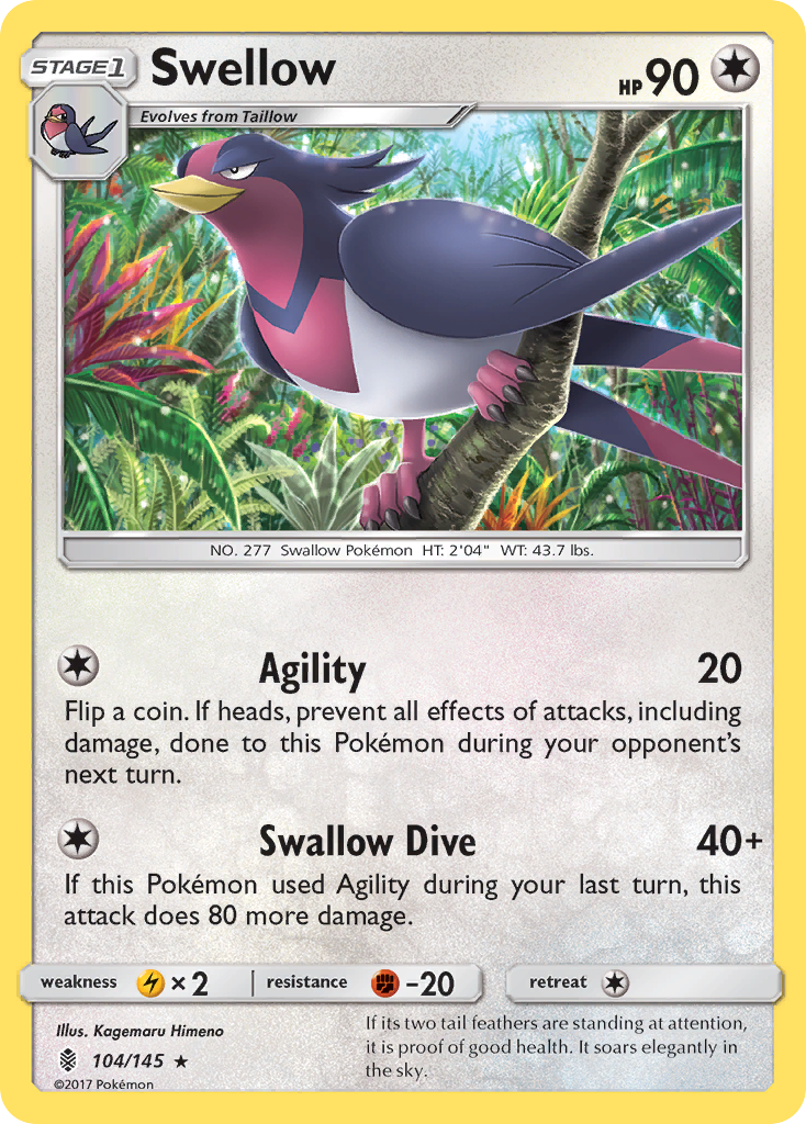 Swellow  SM  Guardians Rising - Rare