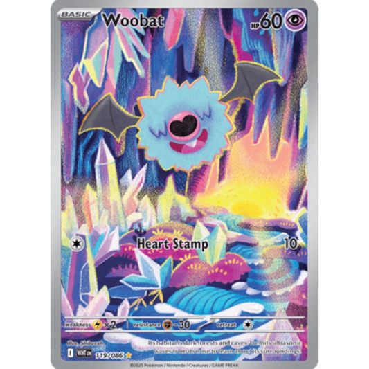 Woobat 119/086  - Holofoil SV White Flare - Illustration Rare