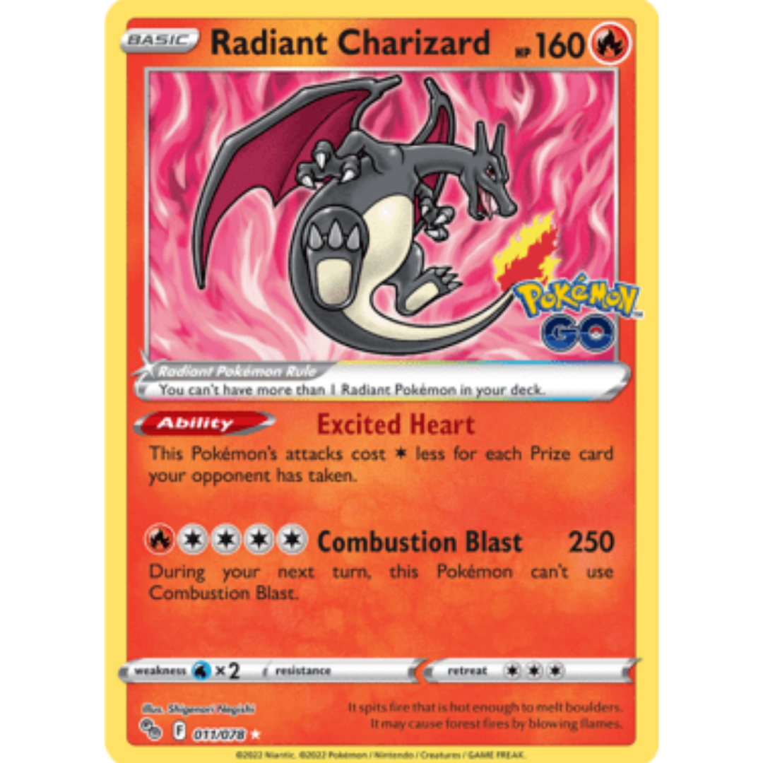 Radiant Charizard 011  - Holofoil Pokemon GO - Radiant Rare