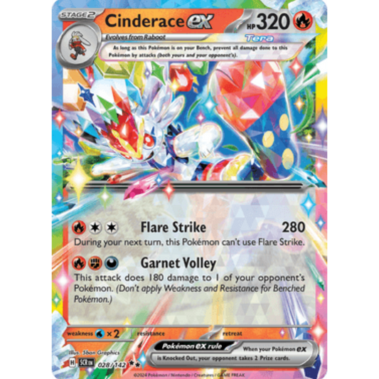Cinderace ex 028/142  - Holofoil SV07 Stellar Crown - Double Rare