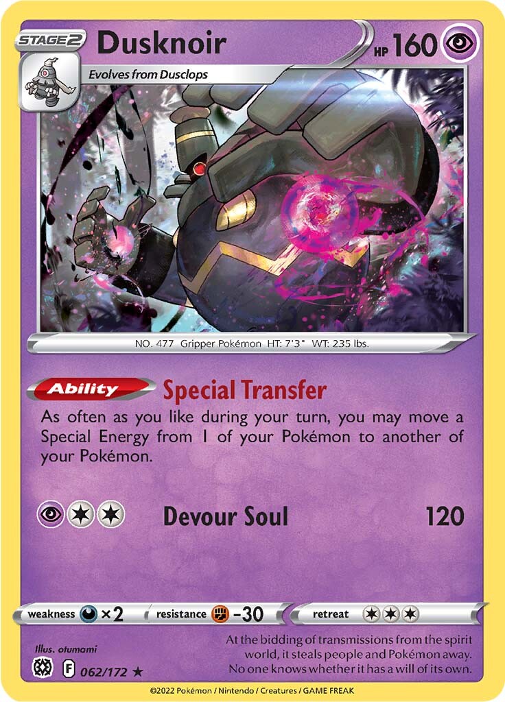 Dusknoir 062  - Holofoil SWSH09 Brilliant Stars - Holo Rare