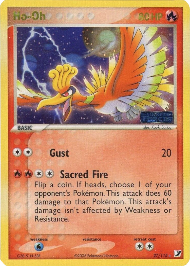 Ho-Oh 027  - Reverse Holofoil Unseen Forces - Rare