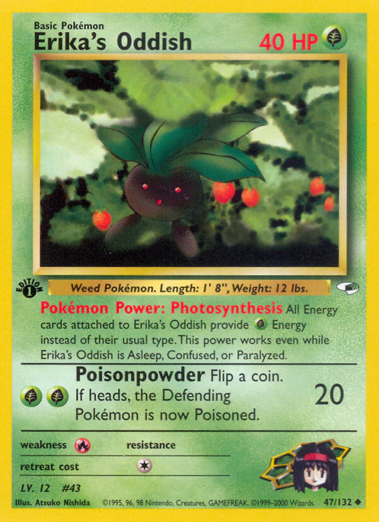 Erika's Oddish (47) 047  - 1st Edition Gym Heroes - Uncommon