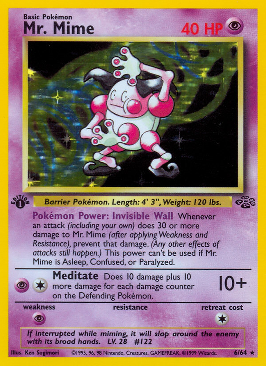 Mr. Mime (6) 006/64  - 1st Edition Holofoil Jungle - Holo Rare