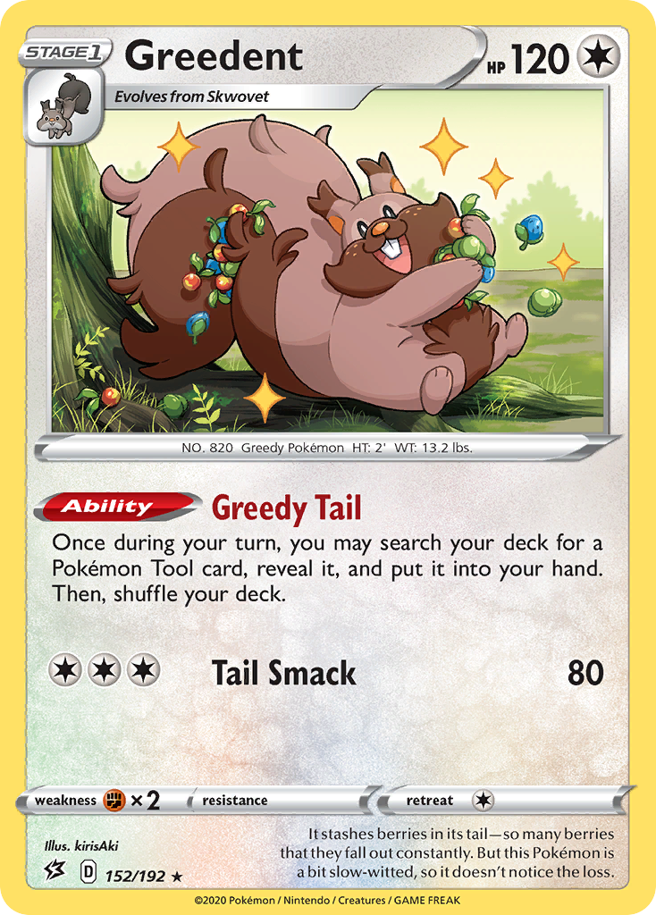 Greedent 152  SWSH02 Rebel Clash - Rare
