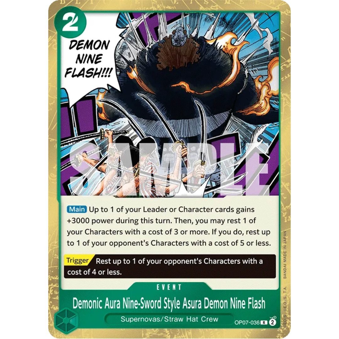 Demonic Aura Nine-Sword Style Asura Demon Nine Flash (Reprint) (OP07-036) - Starter Deck 24: GREEN Jewelry Bonney