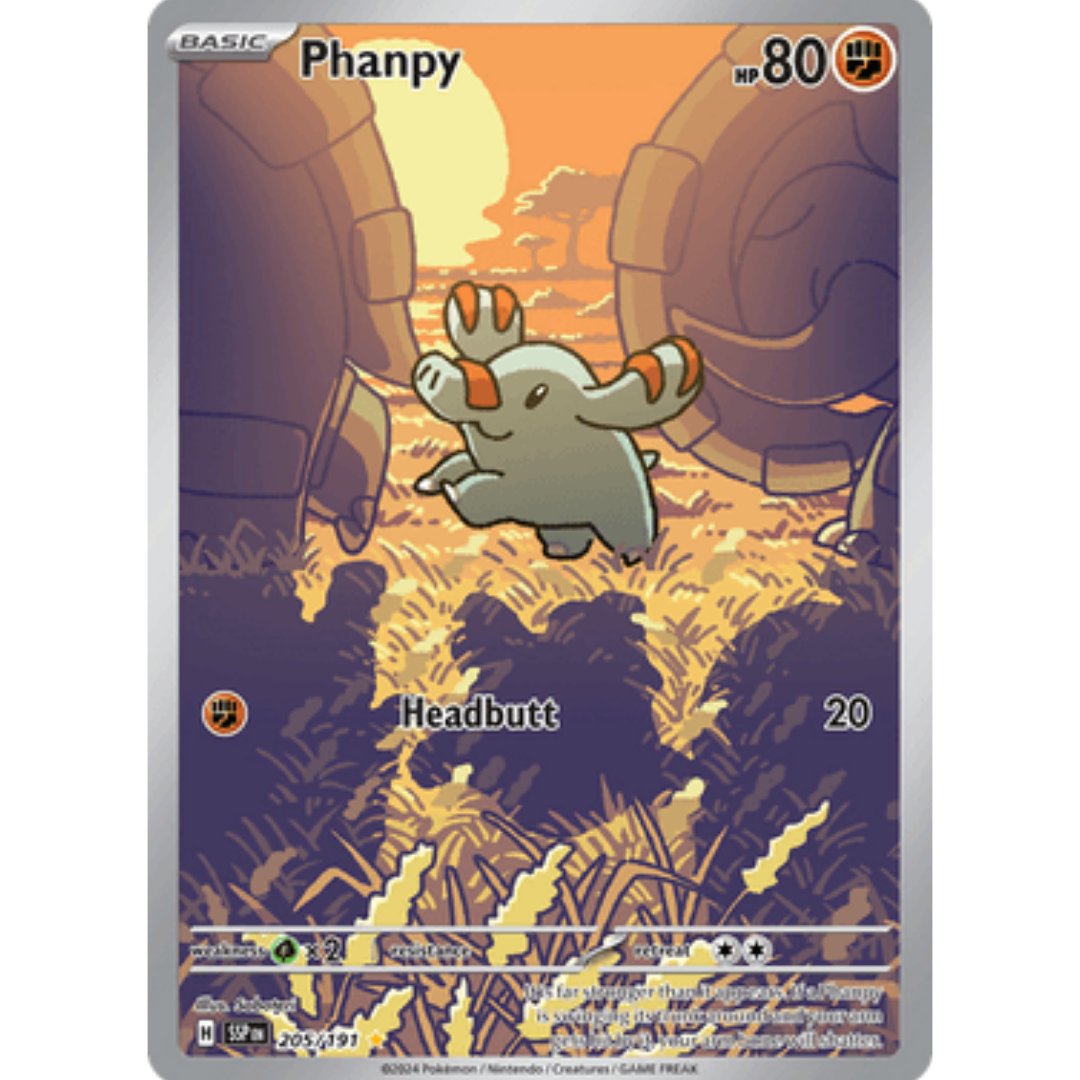Phanpy 205/191  - Holofoil SV08 Surging Sparks - Illustration Rare