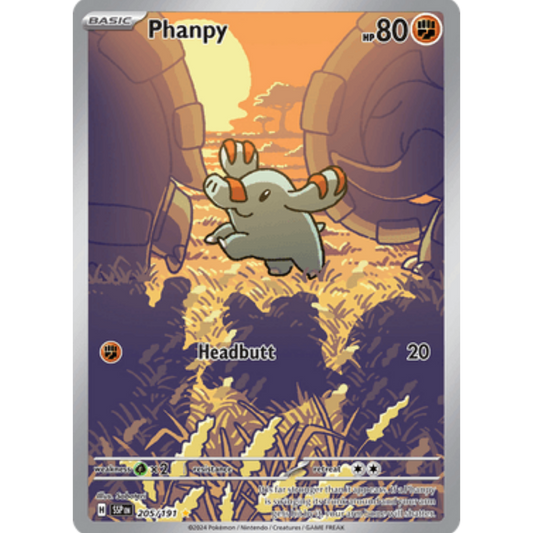 Phanpy 205/191  - Holofoil SV08 Surging Sparks - Illustration Rare