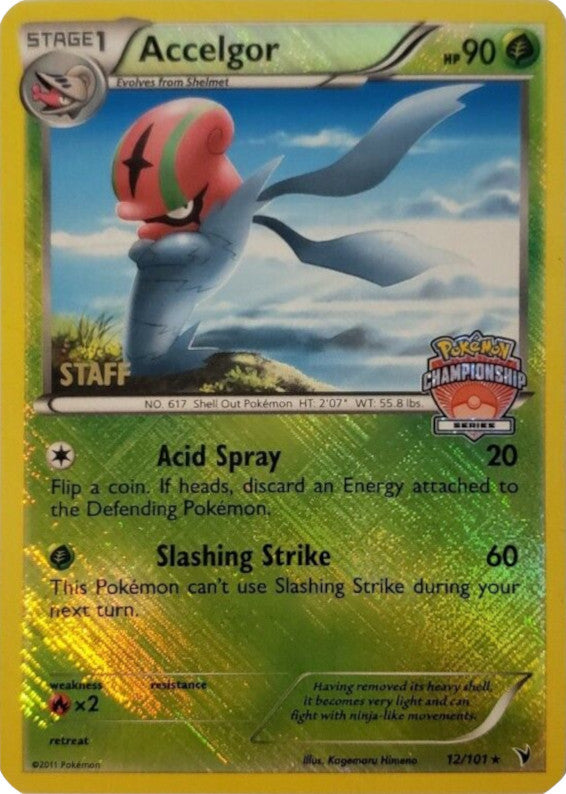 Accelgor - 12/101 (Championship Series) [Staff]/101  - Reverse Holofoil League & Championship Cards - Promo