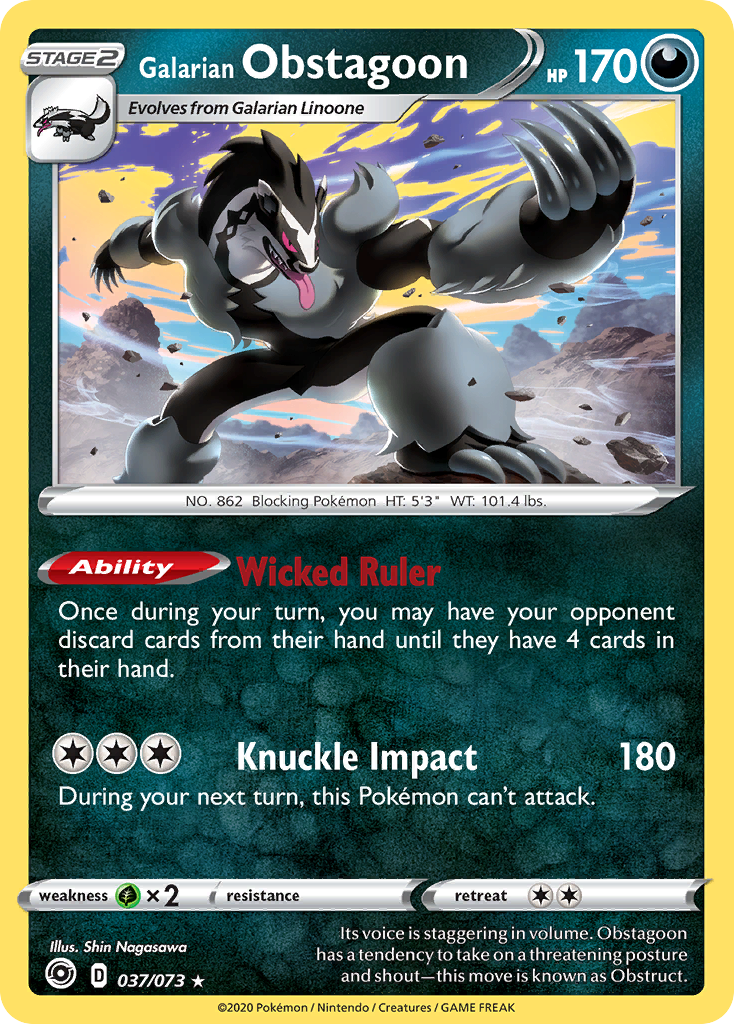 Galarian Obstagoon 037  - Holofoil Champions Path - Holo Rare