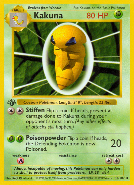Kakuna 033/102  - 1st Edition Base Set Shadowless - Uncommon