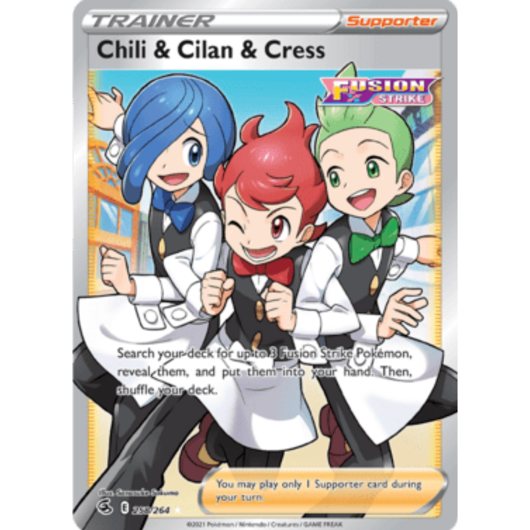 Chili & Cilan & Cress (Full Art) 258  - Holofoil SWSH08 Fusion Strike - Ultra Rare