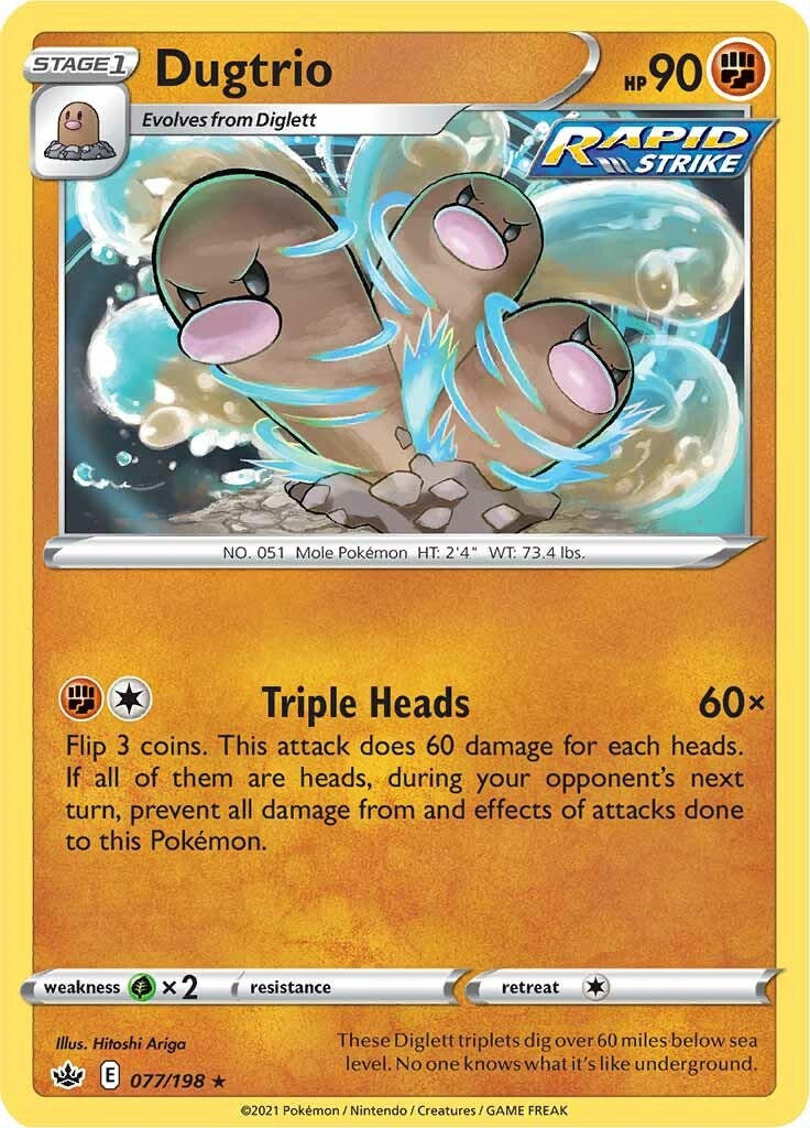 Dugtrio 077  SWSH06 Chilling Reign - Rare