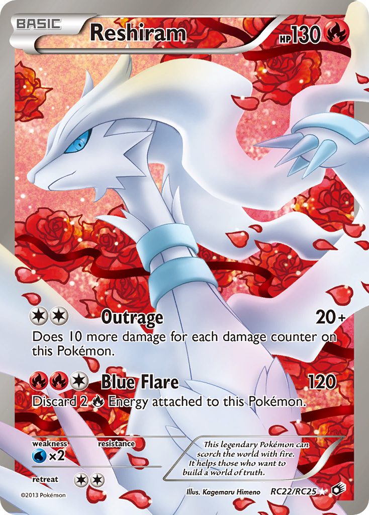 Reshiram (Full Art) RC22  - Holofoil Legendary Treasures Radiant Collection - Ultra Rare