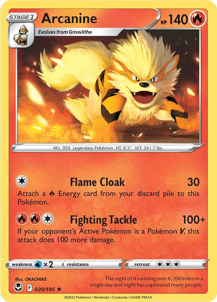 Arcanine 020  SWSH12 Silver Tempest - Rare