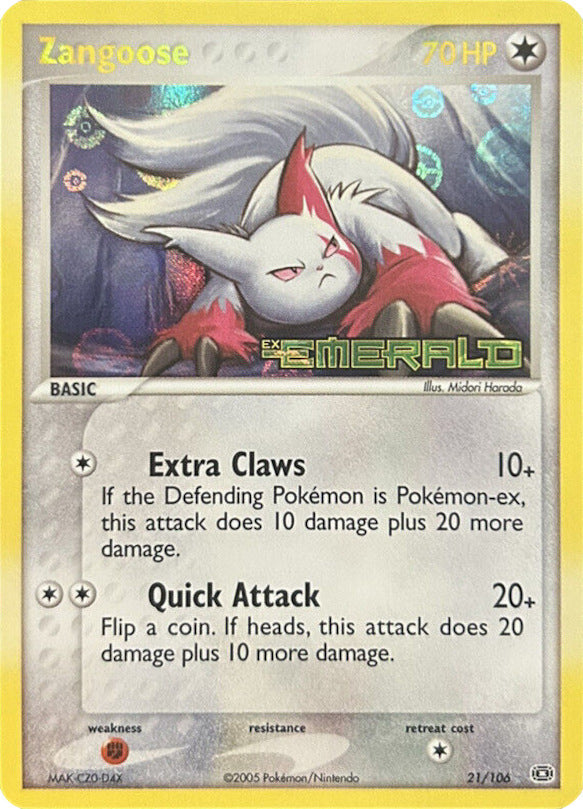 Zangoose  - Reverse Holofoil Emerald - Rare
