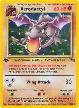 Aerodactyl (1) 001  - Unlimited Holofoil Fossil - Holo Rare