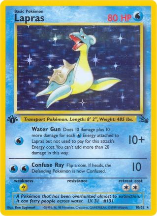 Lapras (10) 010  - 1st Edition Holofoil Fossil - Holo Rare