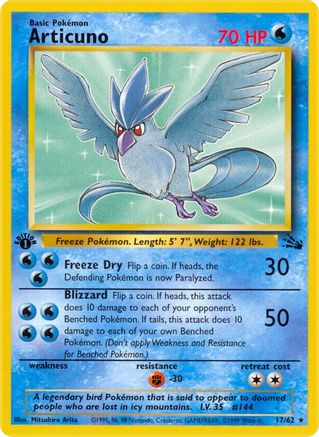 Articuno (17) 017  - 1st Edition Fossil - Rare