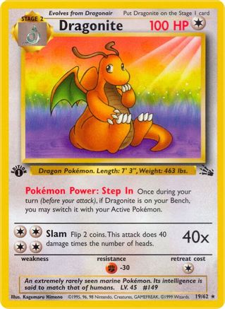 Dragonite (19) 019  - 1st Edition Fossil - Rare