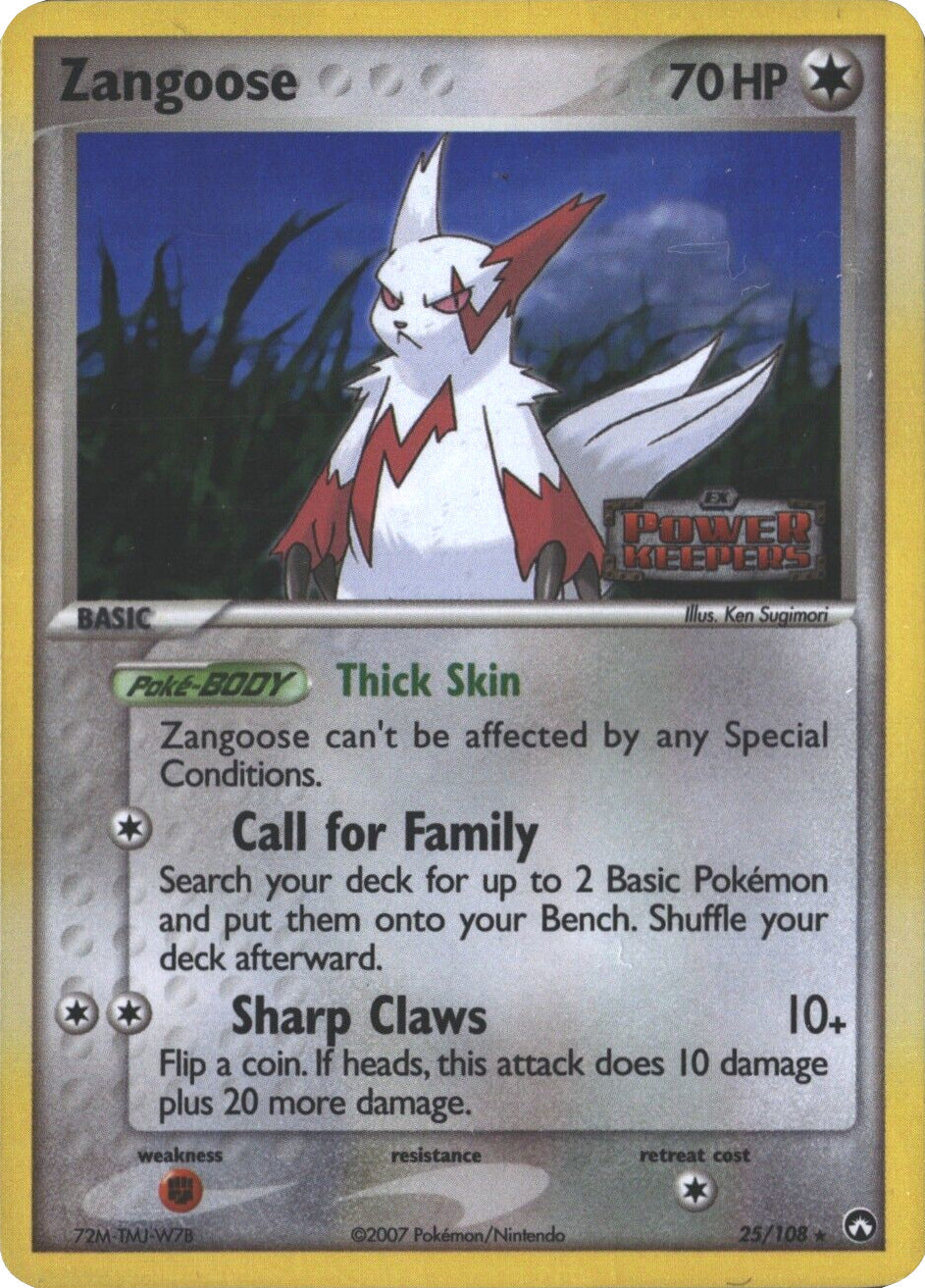 Zangoose 025  - Reverse Holofoil Power Keepers - Rare