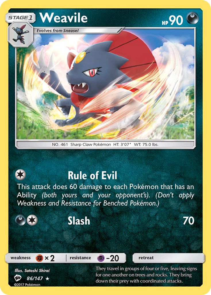 Weavile/147  SM  Burning Shadows - Rare