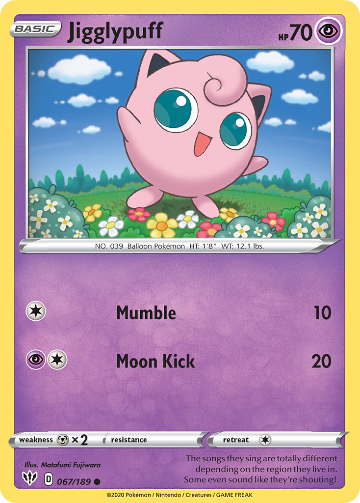 Jigglypuff 067  SWSH03 Darkness Ablaze - Common