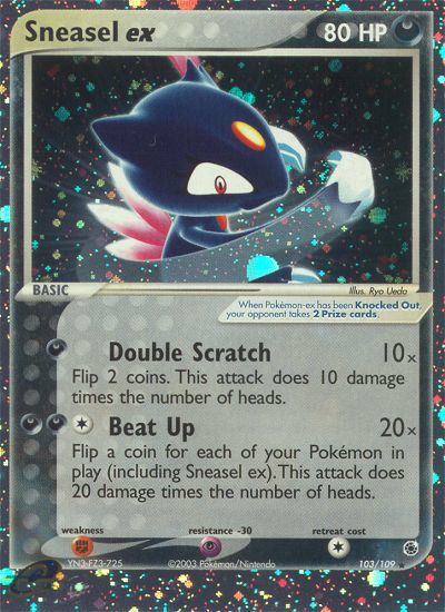 Sneasel ex/109  - Holofoil Ruby and Sapphire - Ultra Rare