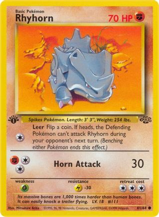 Rhyhorn 061  - 1st Edition Jungle - Common