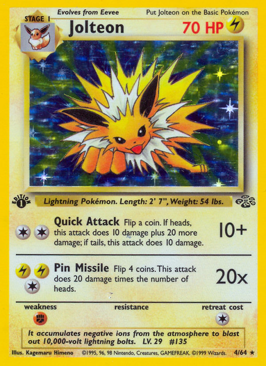 Jolteon (4) 004/64  - 1st Edition Holofoil Jungle - Holo Rare