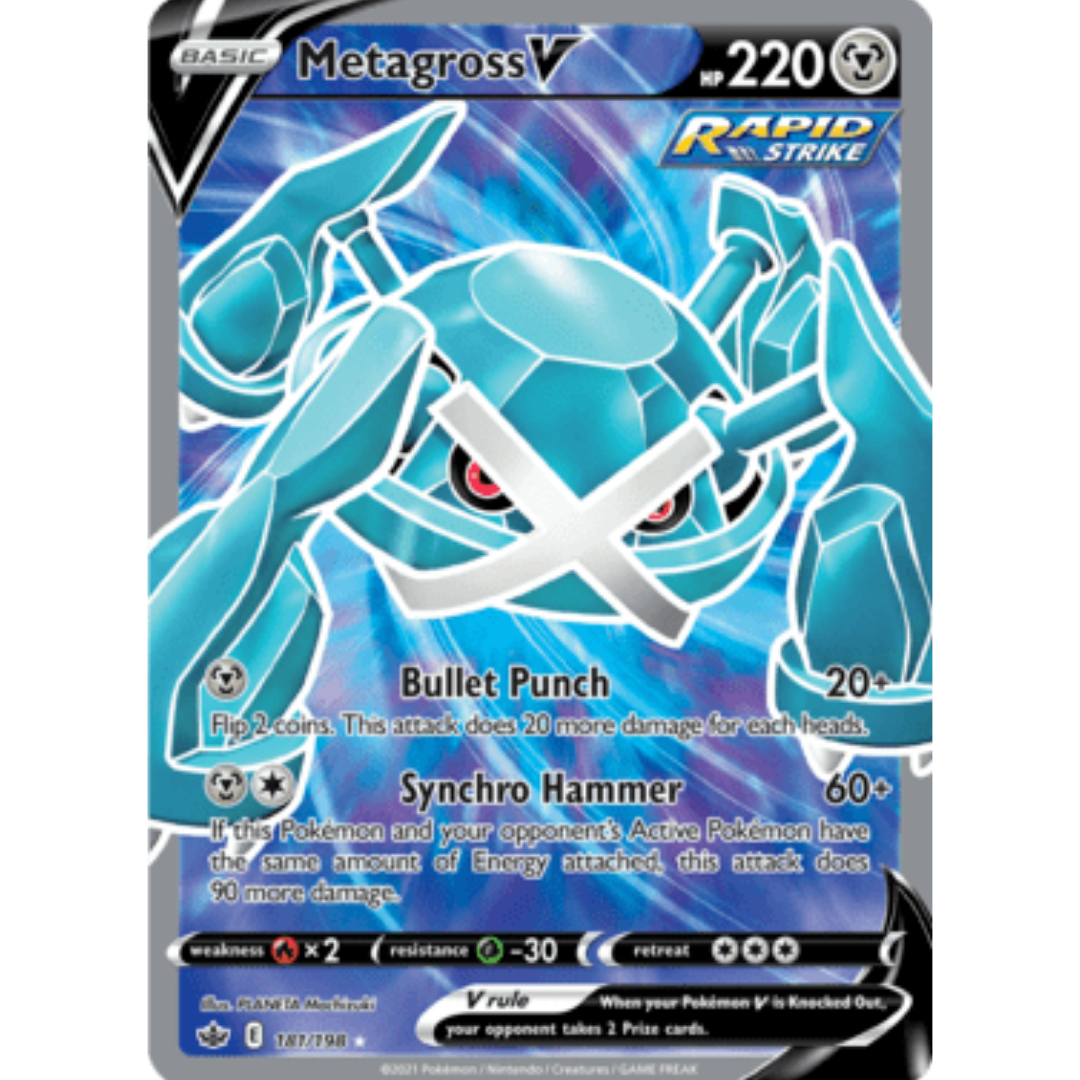 Metagross V (Full Art) 181  - Holofoil SWSH06 Chilling Reign - Ultra Rare