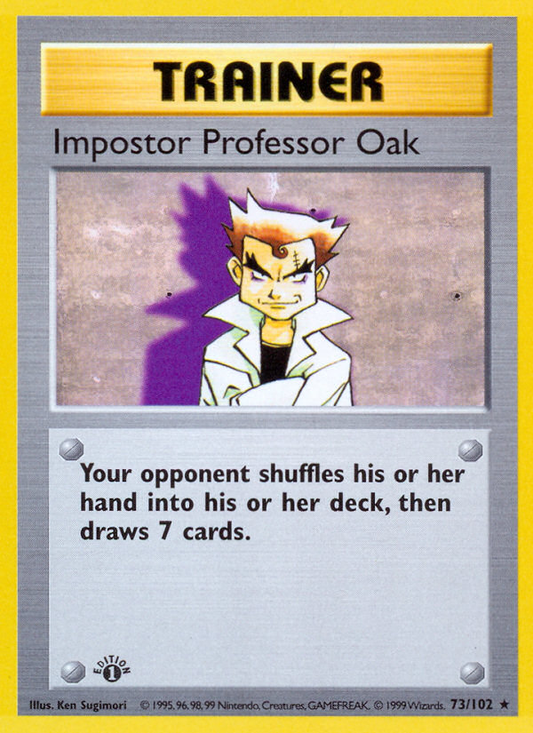 Impostor Professor Oak 073/102  - 1st Edition Base Set Shadowless - Rare