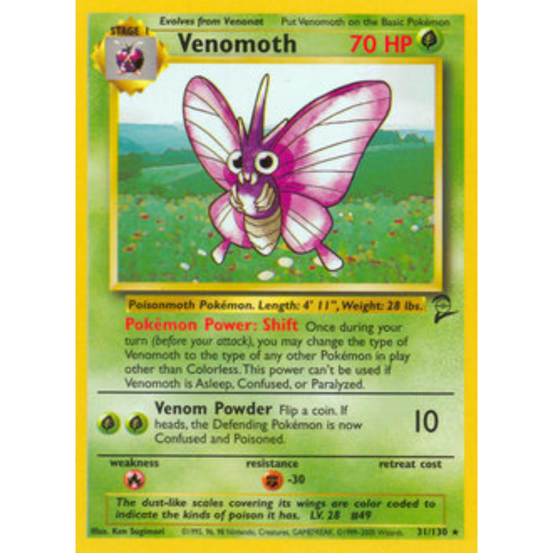 Venomoth 031  Base Set 2 - Rare