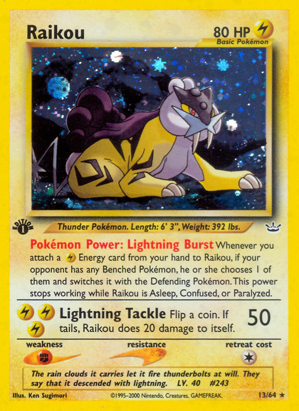 Raikou (13)/64  - 1st Edition Holofoil Neo Revelation - Holo Rare