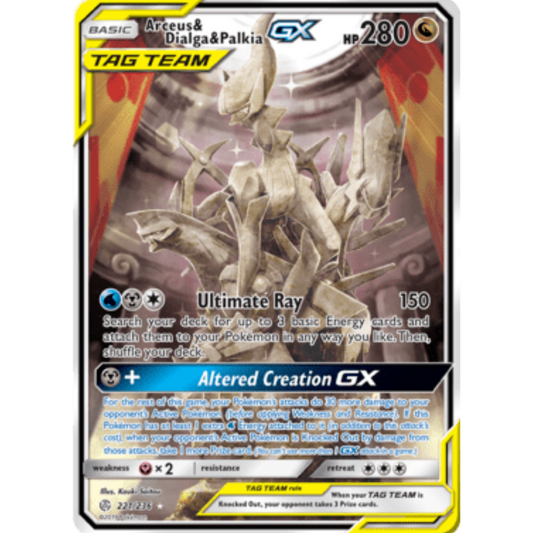Arceus & Dialga & Palkia GX (Alternate Full Art) 221/236  - Holofoil SM  Cosmic Eclipse - Ultra Rare