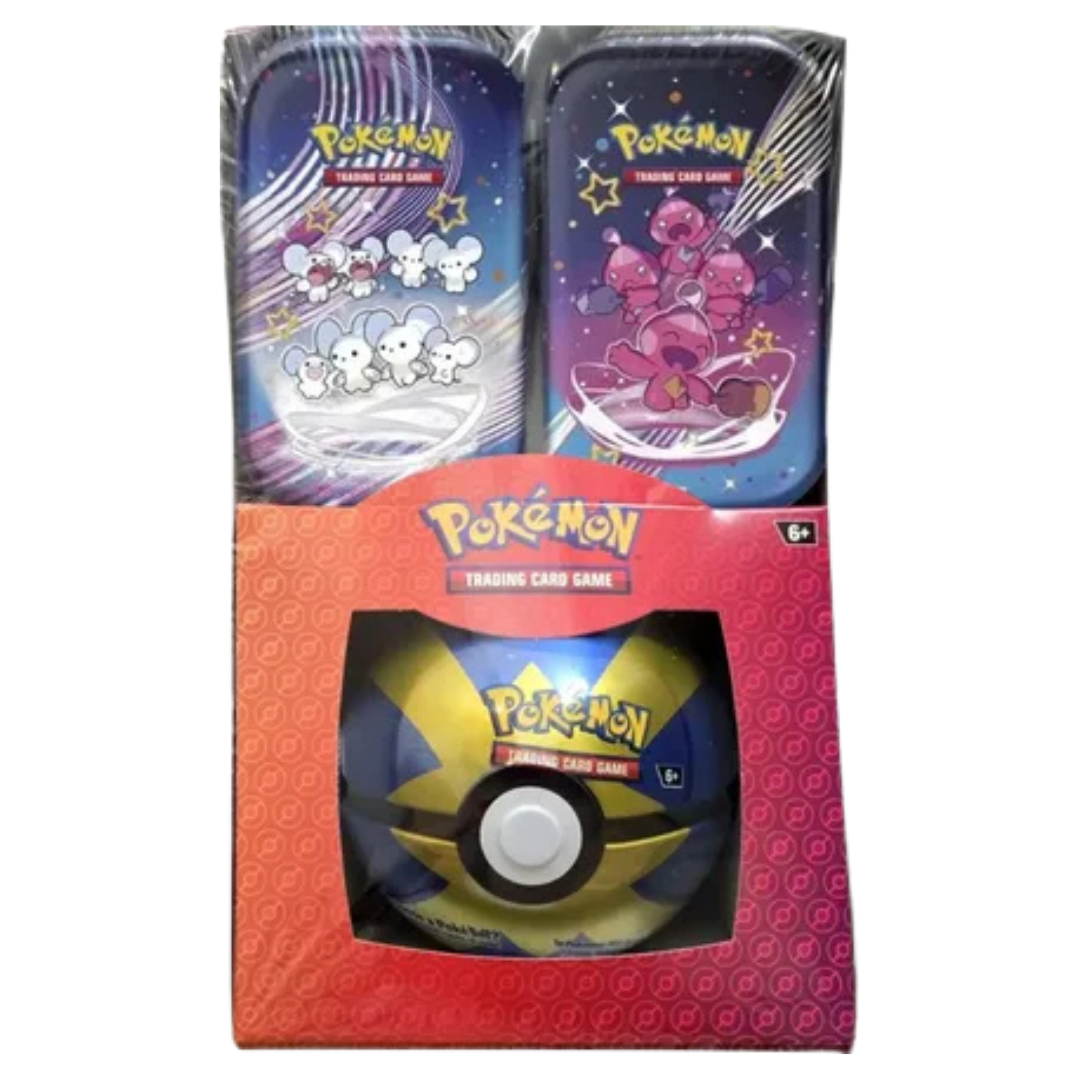 Retail Exclusive Pokemon Paldean Fates Mini Tins + Poke Ball Tin