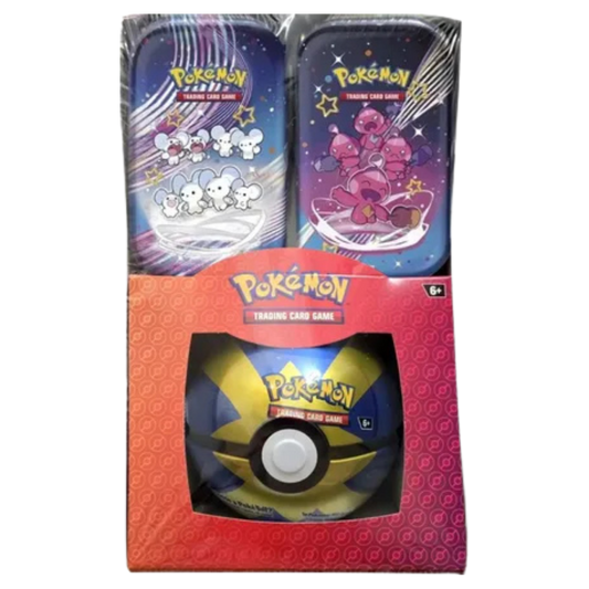 Retail Exclusive Pokemon Paldean Fates Mini Tins + Poke Ball Tin