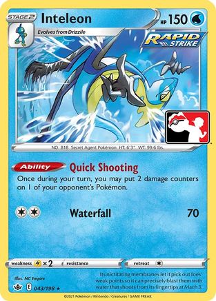 Inteleon (43)  - Holofoil Prize Pack Series Cards - Rare