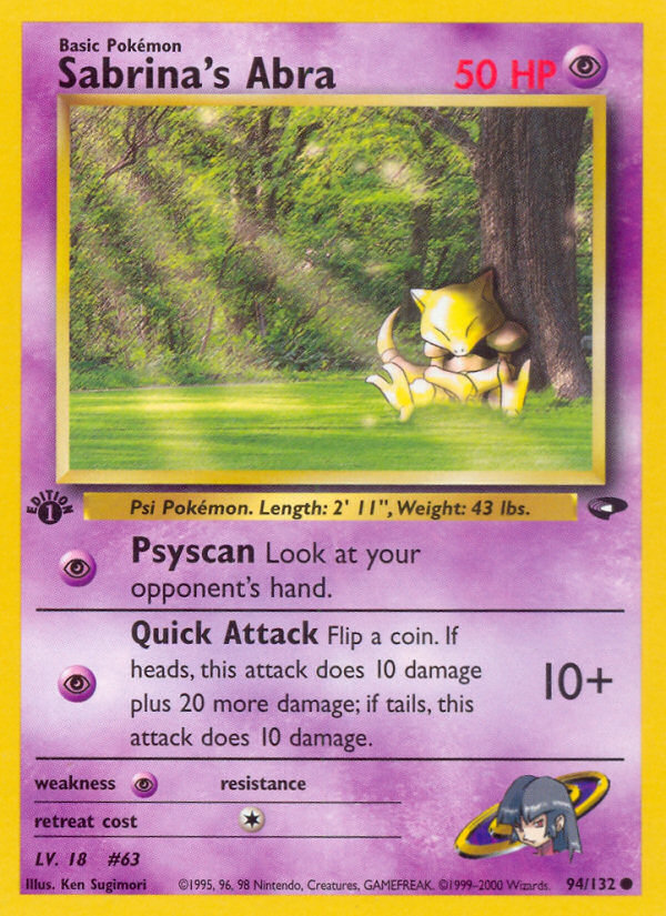 Sabrina's Abra (94) 094  - 1st Edition Gym Challenge - Common