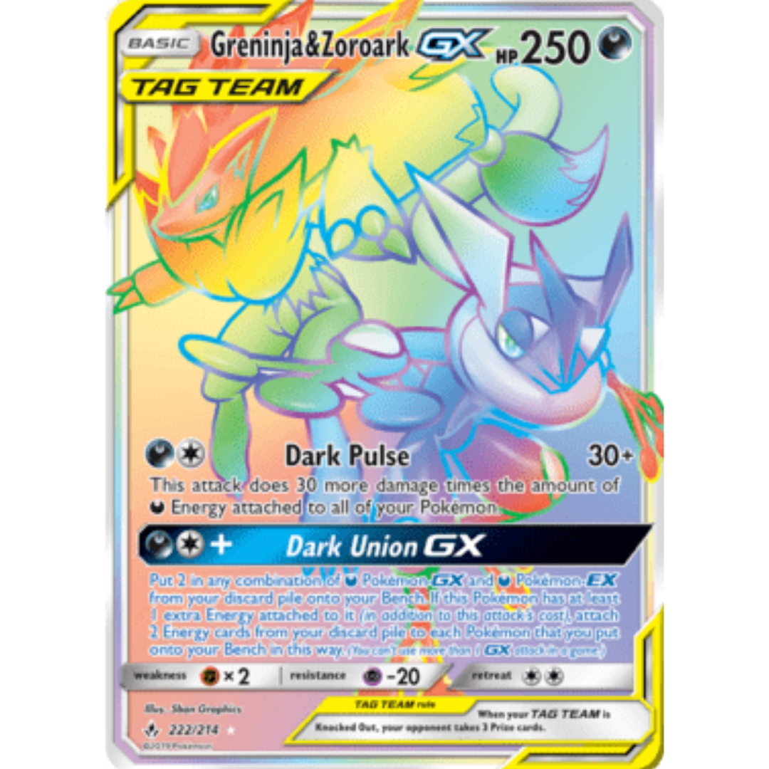 Greninja & Zoroark GX (Secret)  - Holofoil SM  Unbroken Bonds - Secret Rare