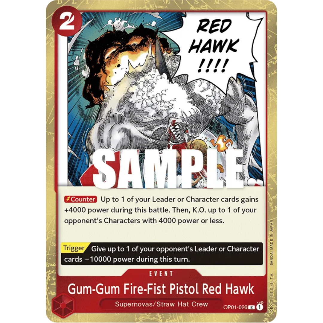Gum-Gum Fire-Fist Pistol Red Hawk (OP01-026) - Romance Dawn Foil