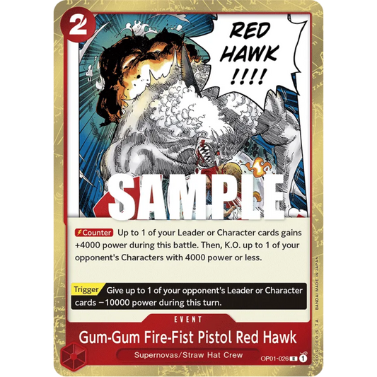 Gum-Gum Fire-Fist Pistol Red Hawk (OP01-026) - Romance Dawn Foil