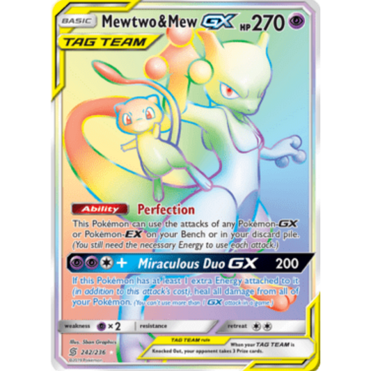 Mewtwo & Mew GX (Secret) 242  - Holofoil SM  Unified Minds - Secret Rare