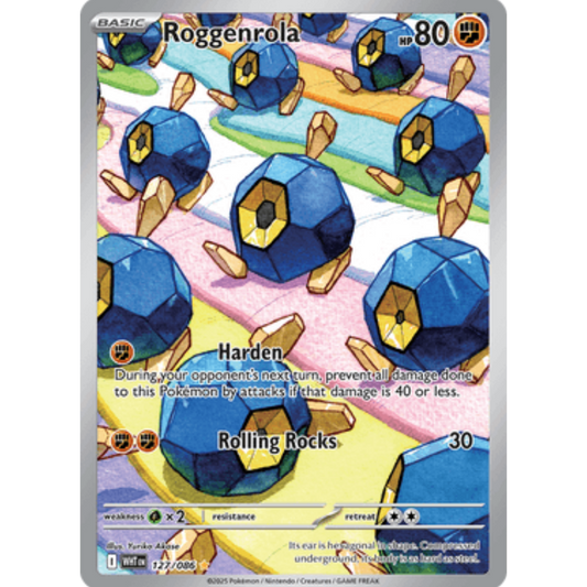 Roggenrola 127/086  - Holofoil SV White Flare - Illustration Rare