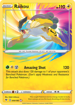 Raikou 050  - Holofoil SWSH04 Vivid Voltage - Amazing Rare