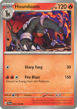 Houndoom 034/198  - Reverse Holofoil SV01 Scarlet & Violet Base Set - Common