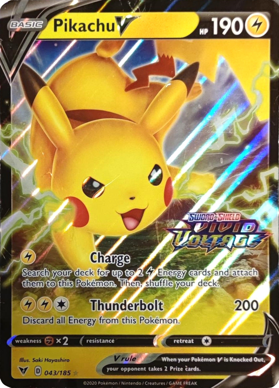 Pikachu V - 043/185 (Vivid Voltage Stamped)/185  - Holofoil Jumbo Cards - Promo