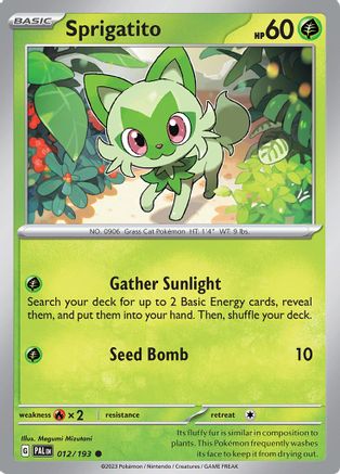 Sprigatito 012/193  - Reverse Holofoil SV02 Paldea Evolved - Common